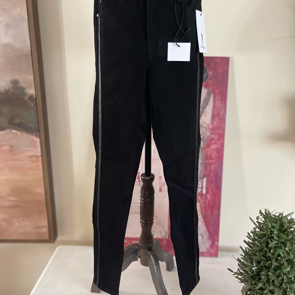 Skinnygirl High Rise Side Stripe Black Stretch Skinny Jeans